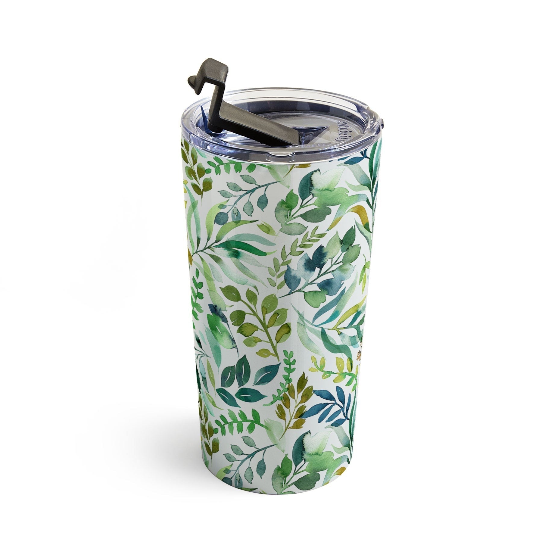 Ninola Design Botanic Retreat Loose Botanical Leaves Watercolor Green Travel Mug