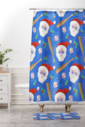 Design by Spark Sporty Baseball Santa Shower Curtain And Mat