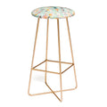 Ninola Design Botanic Retreat Floral Oleander Whimsical Teal Green Bar Stool