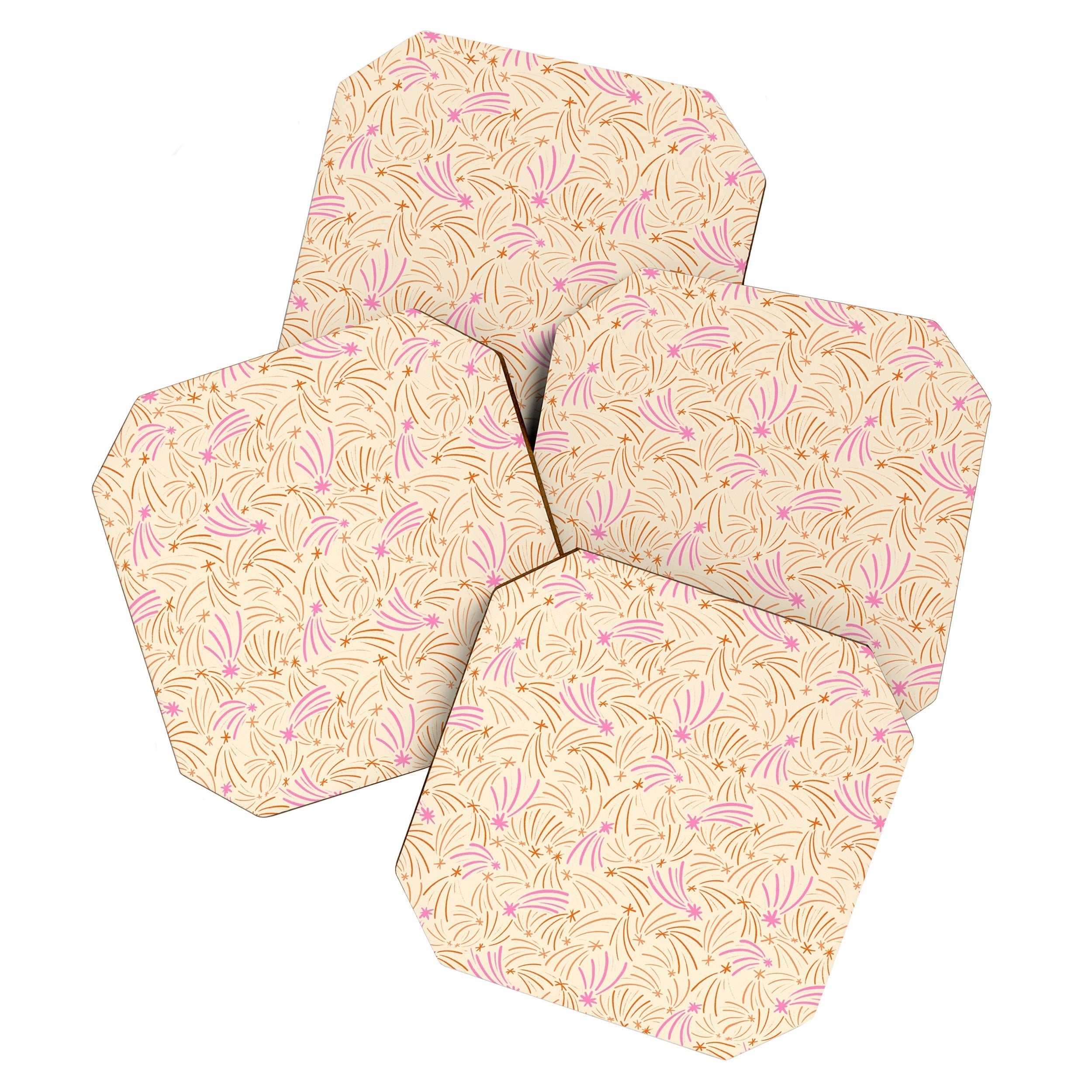 Little Om Pattern Shooting Stars cream Coaster Set