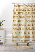 Jessica Molina Salute Gold Pattern on Cream Shower Curtain And Mat