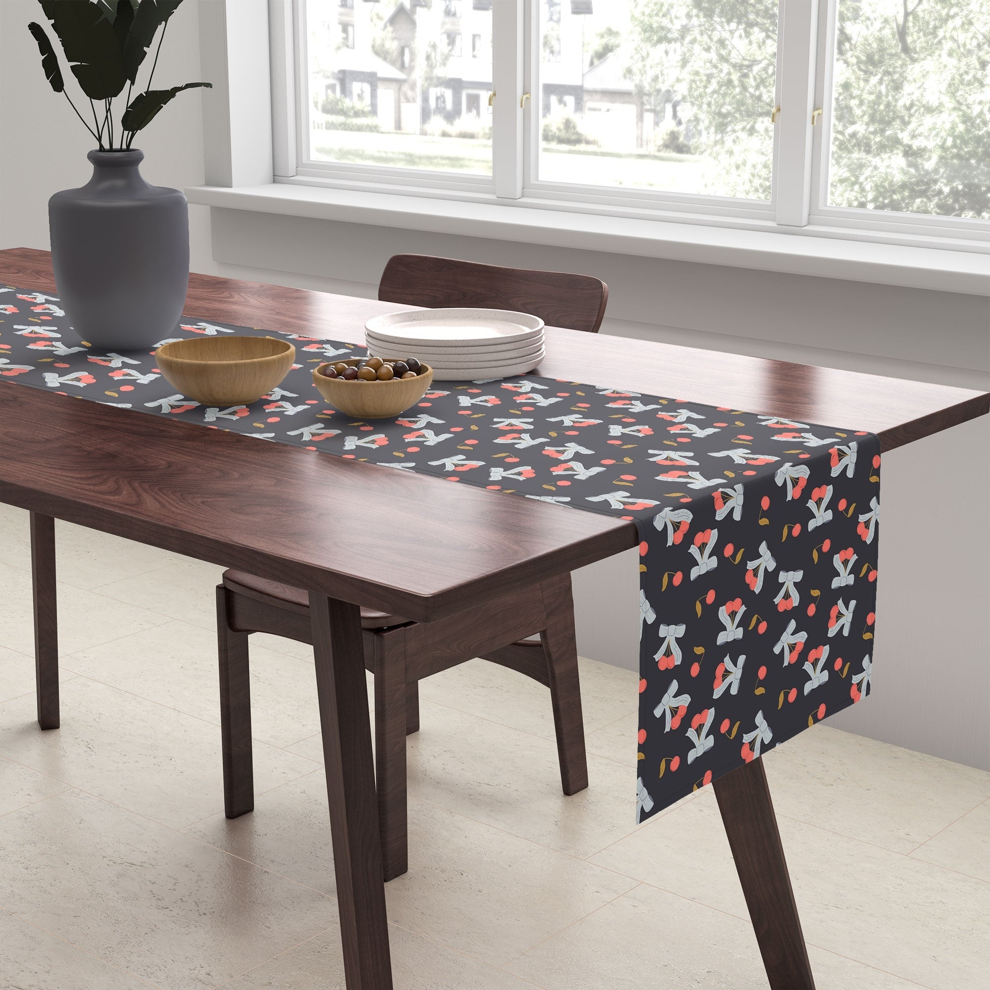 Jennifer Labre Cherries and Bows Table Runner