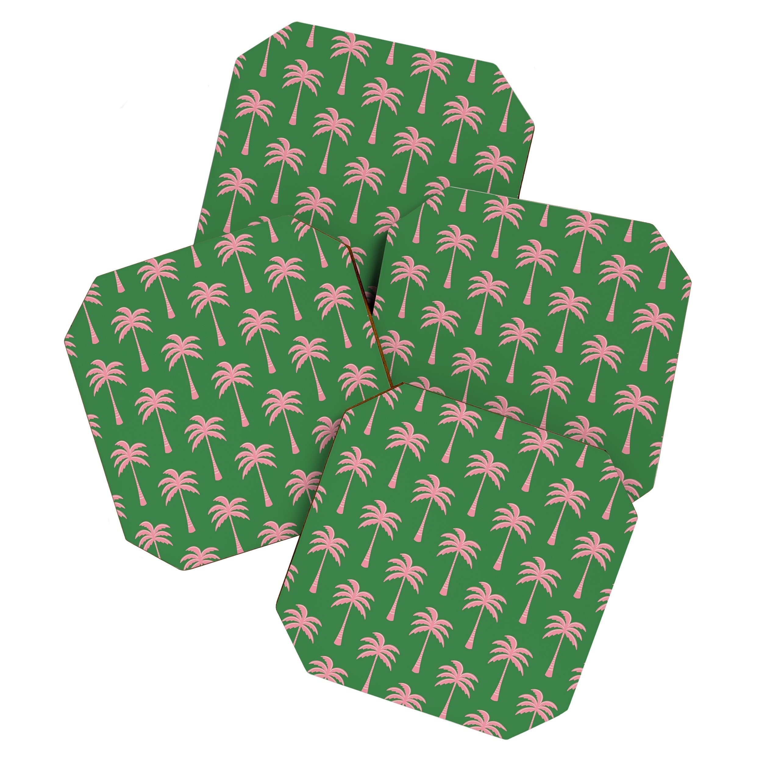Design by Spark Pink Palm Tree Oasis Coaster Set