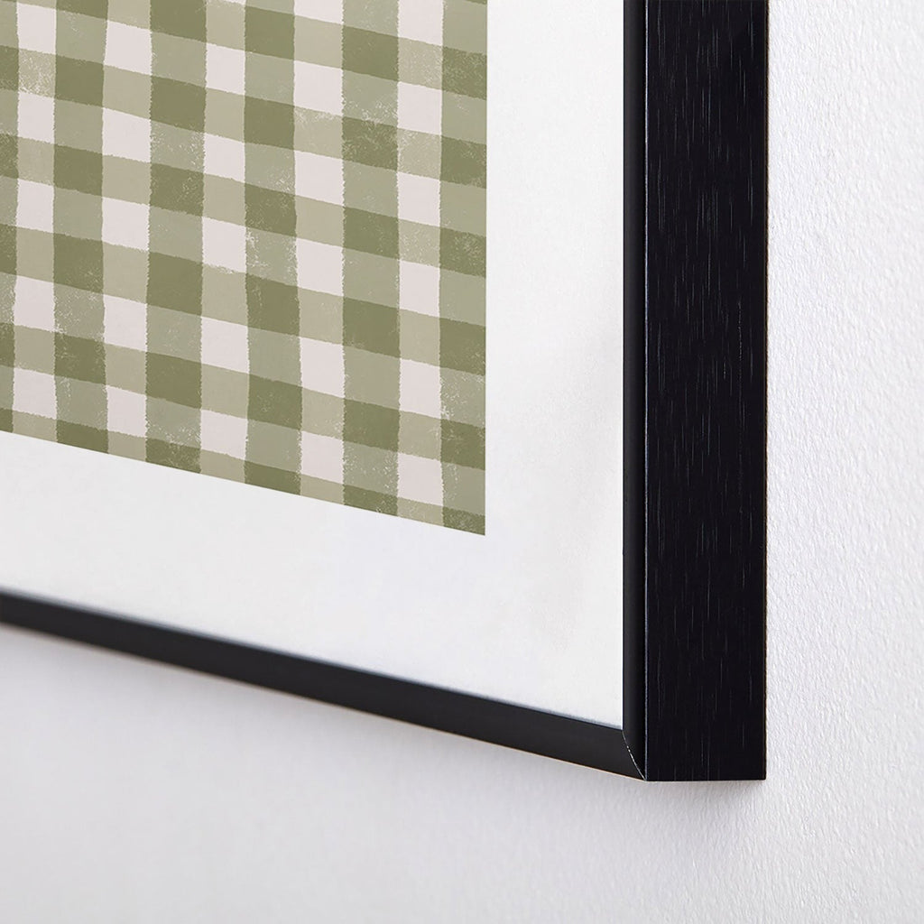 Menina Lisboa Rustic Green Plaid Metal Framed Art Print