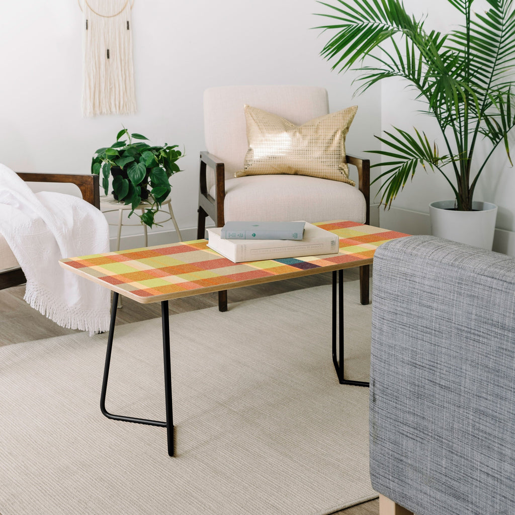 Marta Barragan Camarasa Retro Picnic Plaid Warm Tones Coffee Table