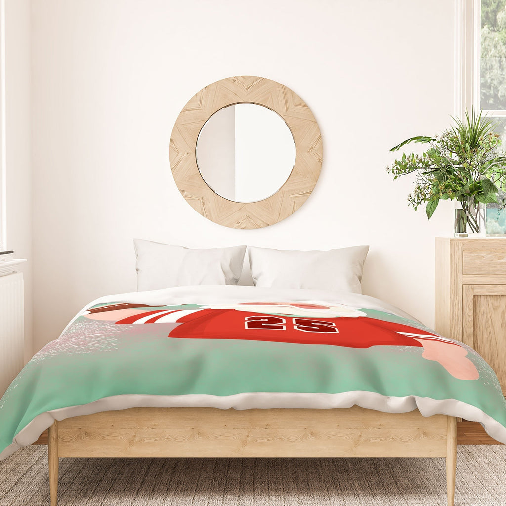 Design by Spark Sporty Football Santa Duvet Cover