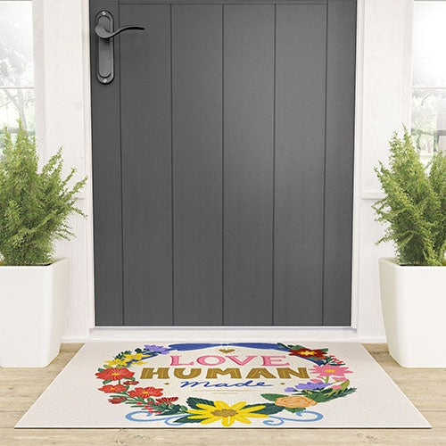 Design by Spark Love Human Made Floral Wreath Welcome Mat