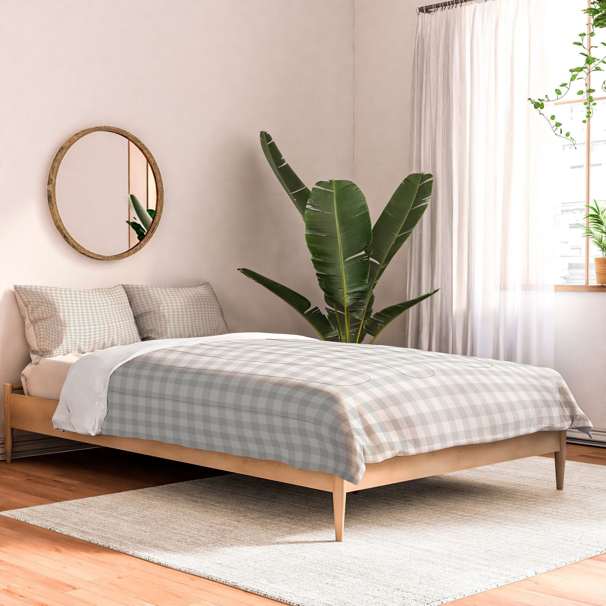 Colour Poems Gingham Plaid Pattern Cloud White Comforter
