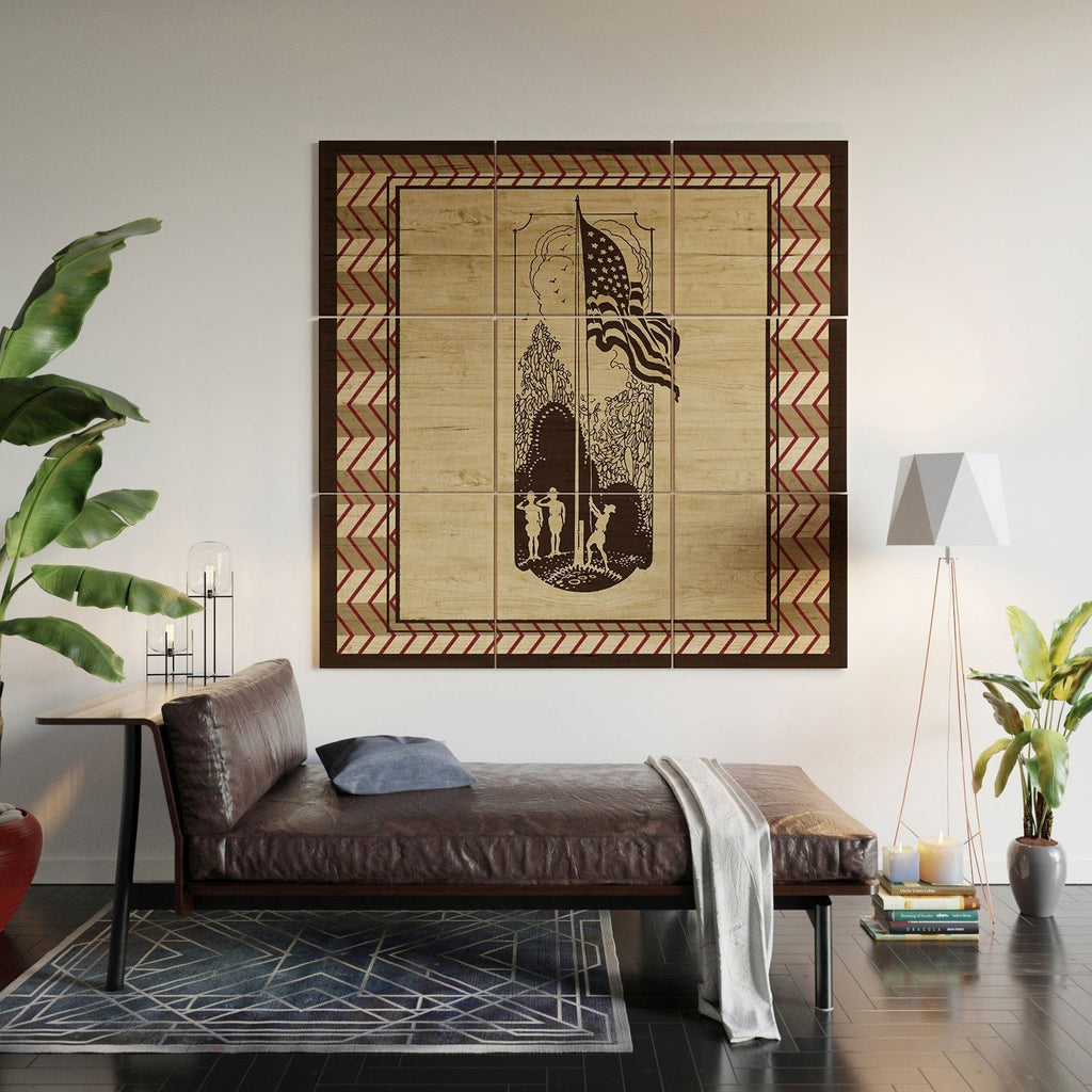 DENY Designs Flag Raisers Striped Square Wood Wall Mural