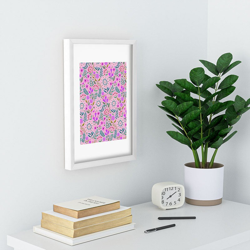 Pimlada Phuapradit Ditsy Purple Floral Half Drop Recessed Framing Rectangle