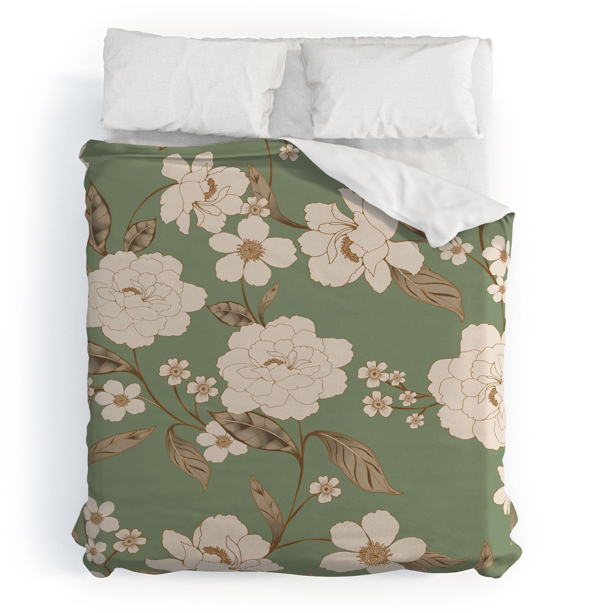 Gabriela Fuente Olive Floral Roberta Duvet Cover