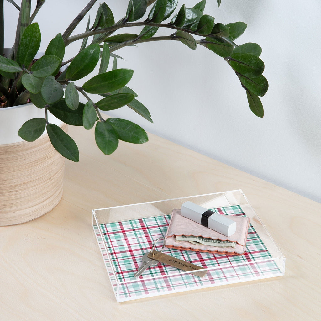 Lisa Argyropoulos Merry Vintage Plaid Acrylic Tray