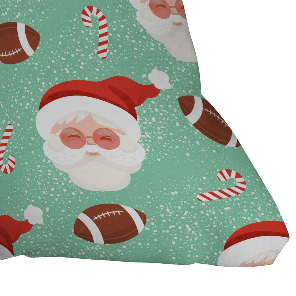 Design by Spark Sporty Football Santa Holiday Throw Pillow