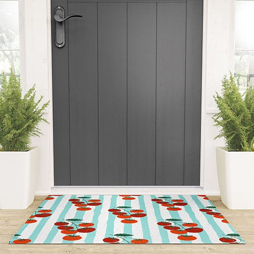 Design by Spark Zesty Tomatoes and Stripes Welcome Mat