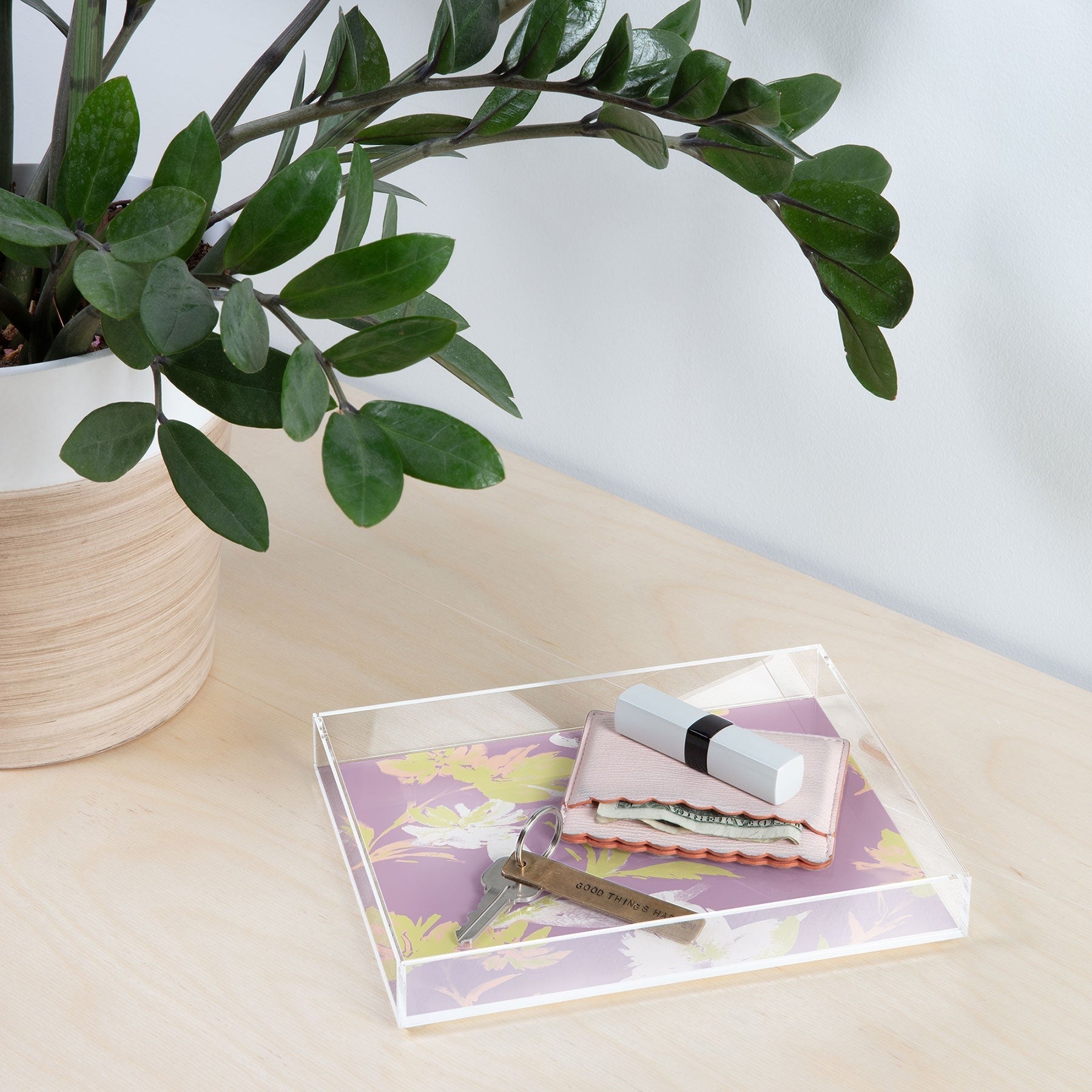 Gabriela Fuente Emma Lilac Floral Acrylic Tray