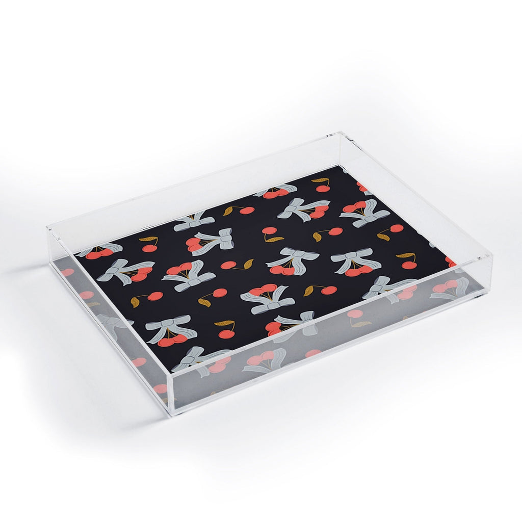 Jennifer Labre Cherries and Bows Acrylic Tray