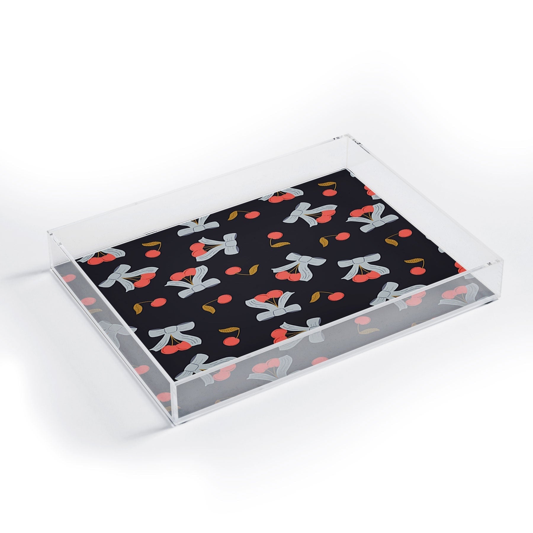 Jennifer Labre Cherries and Bows Acrylic Tray