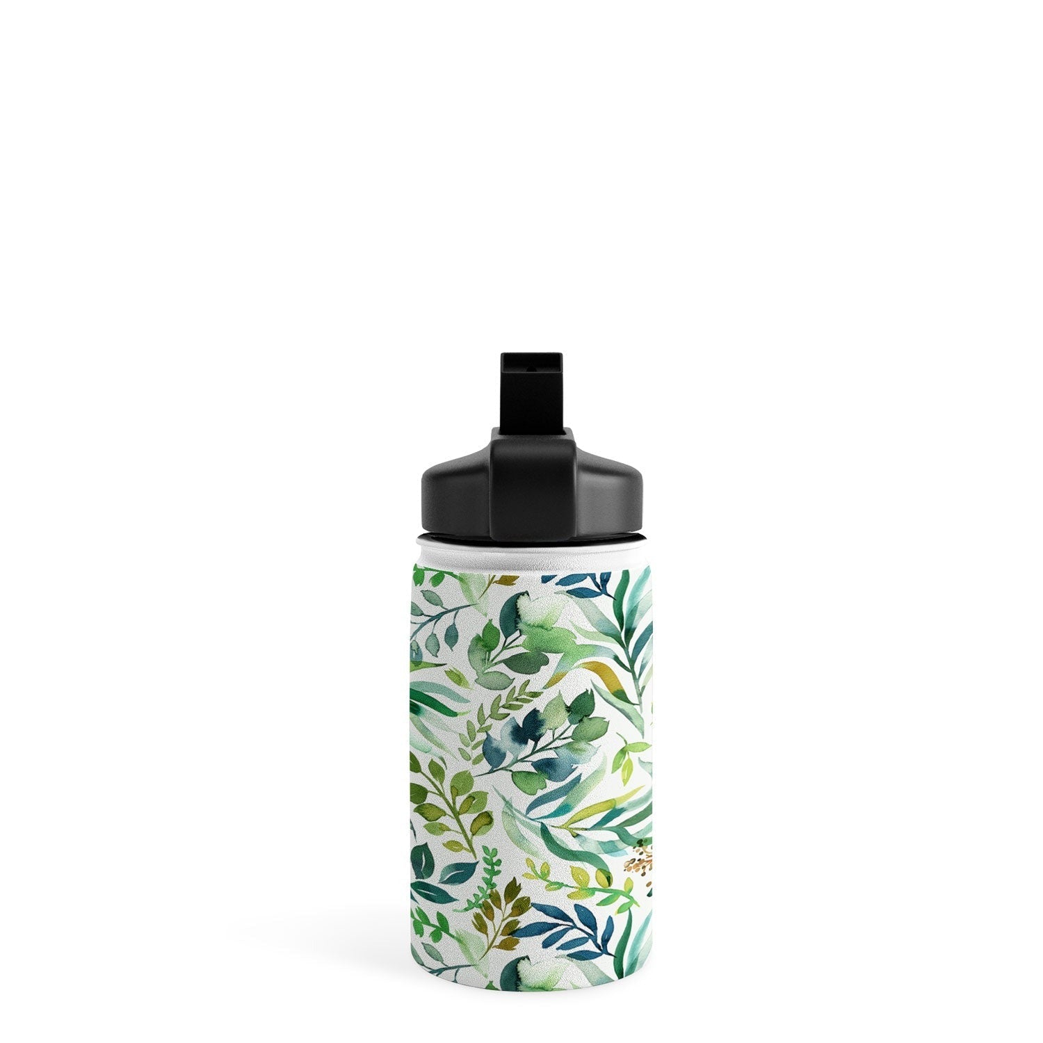 Ninola Design Botanic Retreat Loose Botanical Leaves Watercolor Green Water Bottle