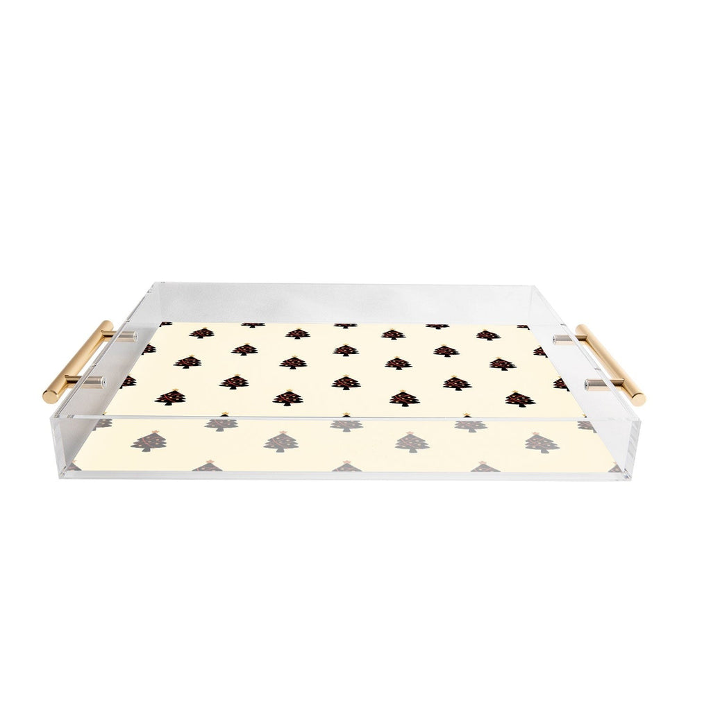 Design by Spark Black And Gold Christmas Tree Acrylic Tray