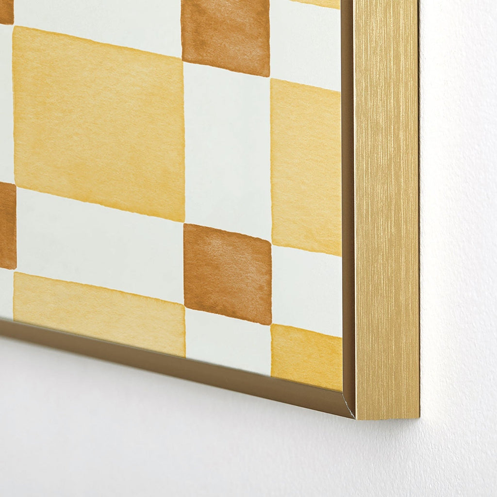 Ninola Design Everyday Artifact Checker Mosaic Tiles Geometry Yellow Square Metal Framed Art Print