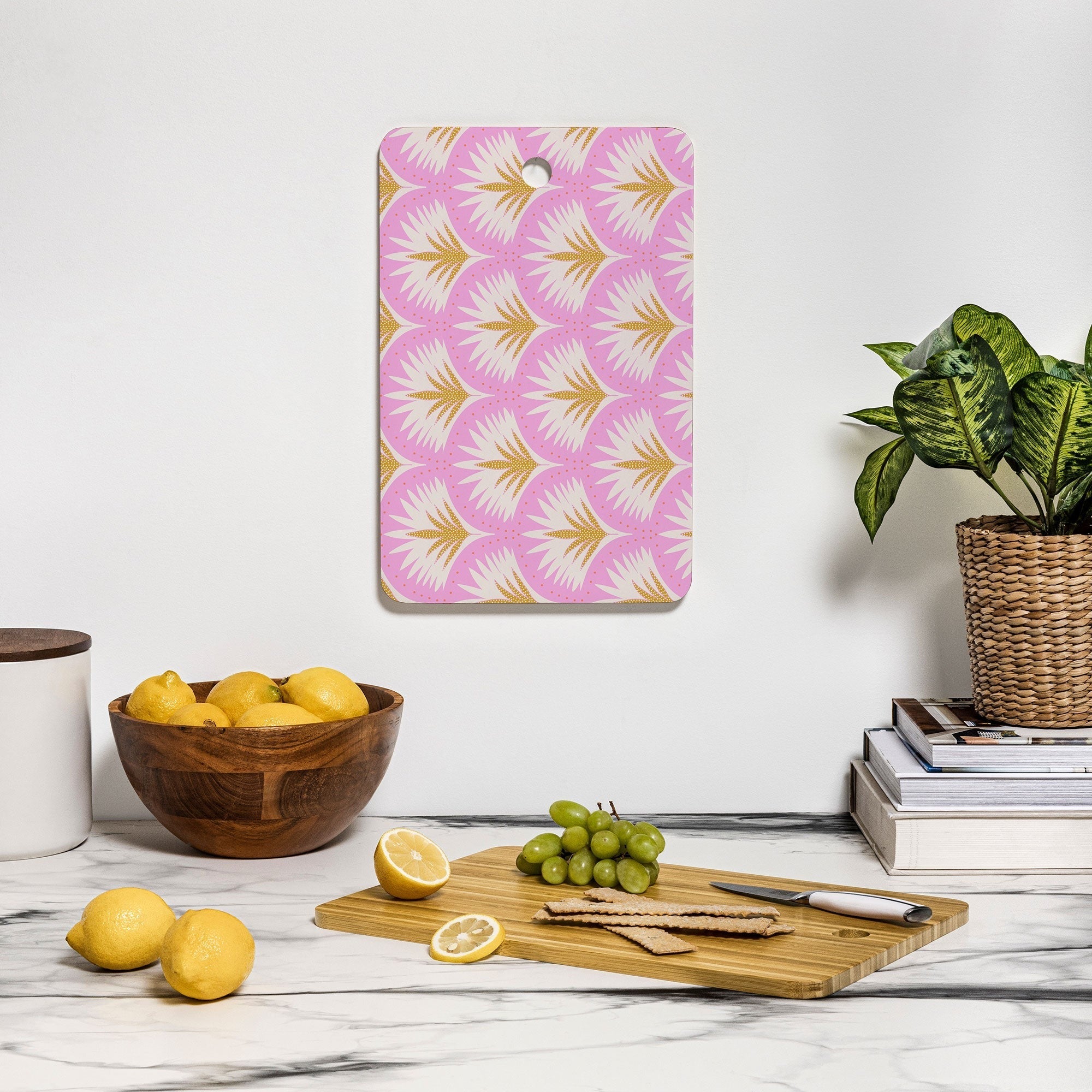 Jennifer Labre Pink Palmetto Cutting Board Rectangle