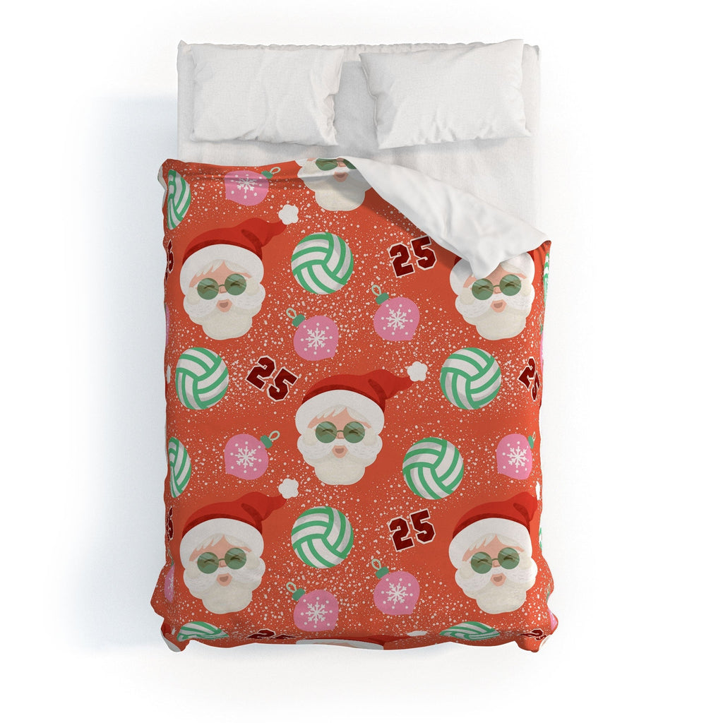 Design by Spark Sporty Volleyball Santa Duvet Cover