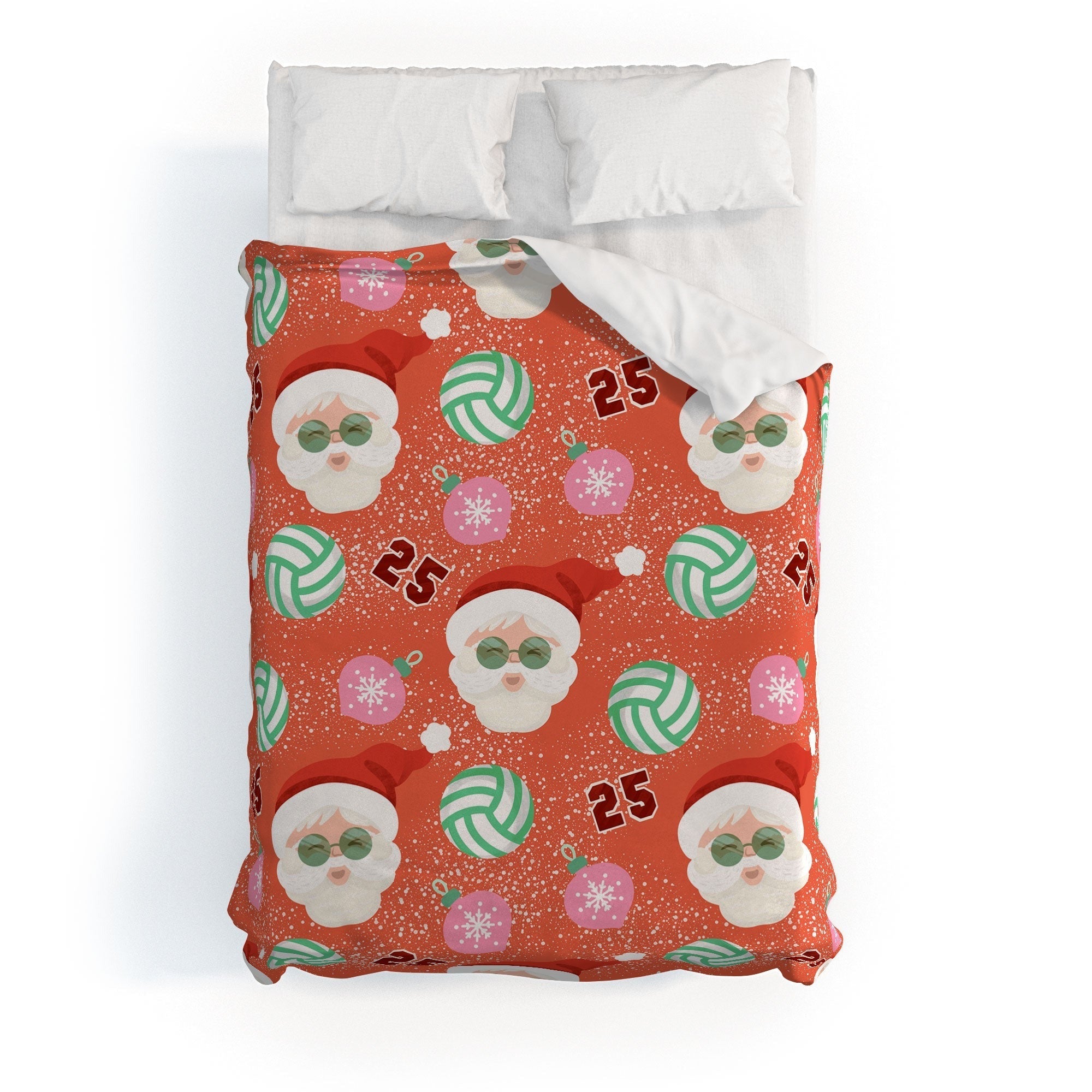 Design by Spark Sporty Volleyball Santa Duvet Cover