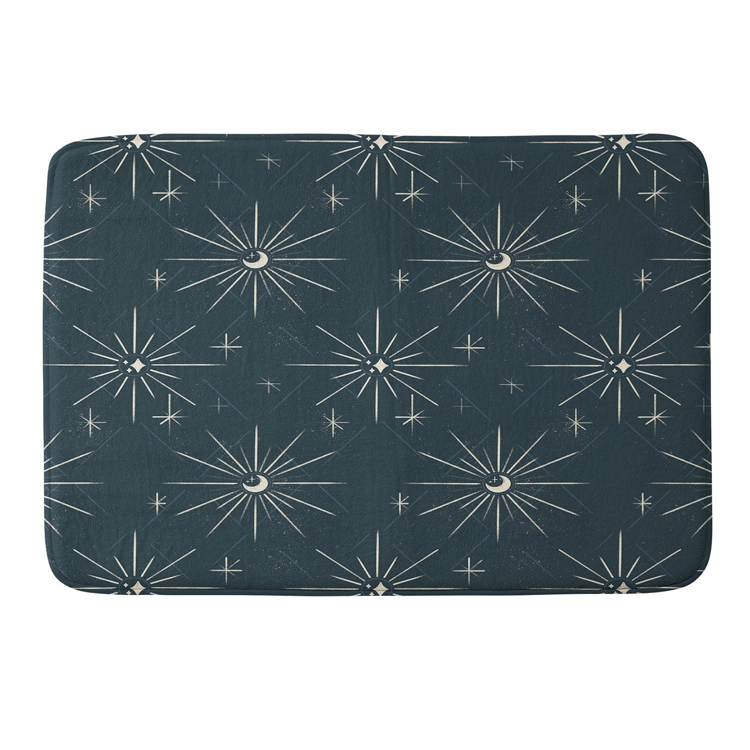 Little Om Pattern Little Moon navy Memory Foam Bath Mat