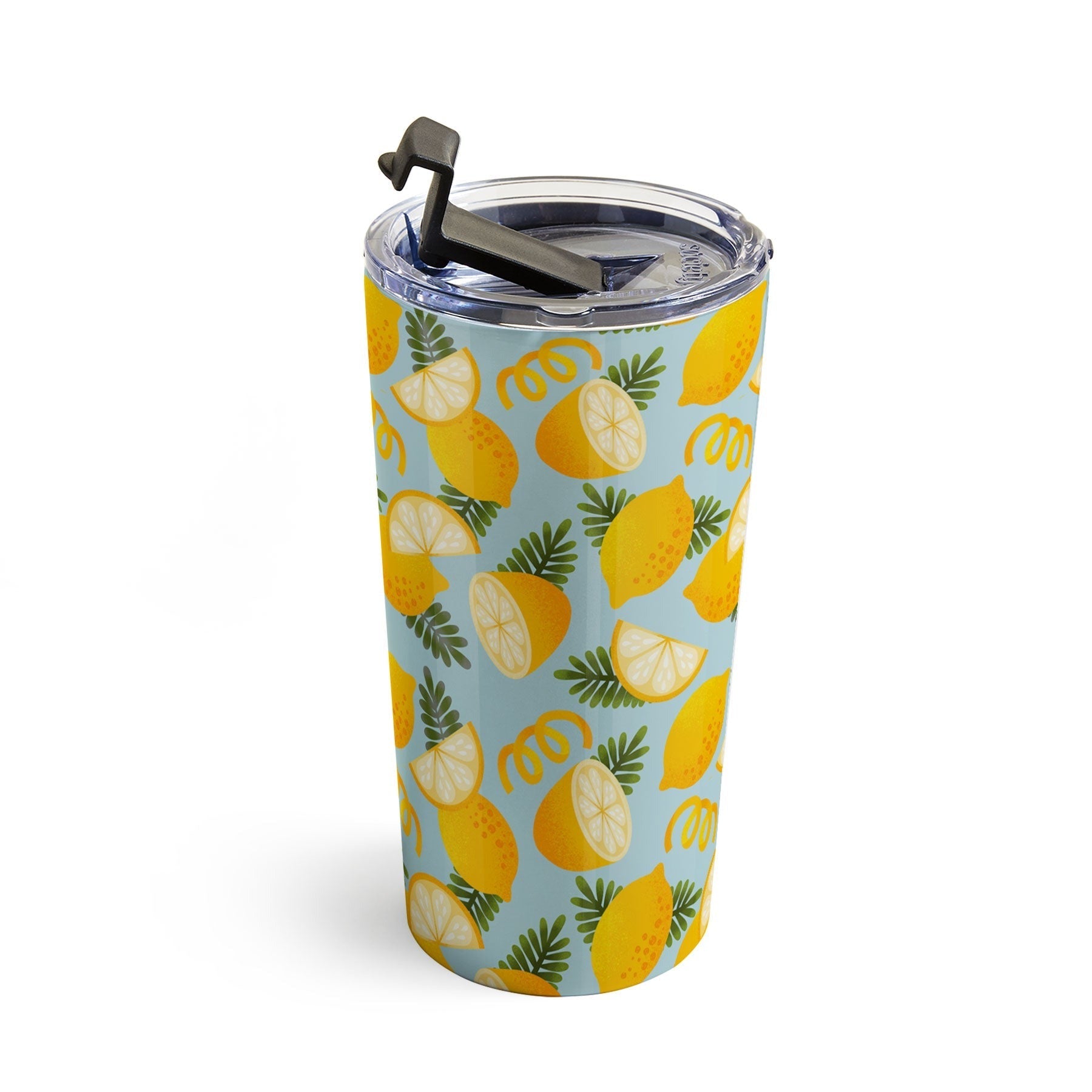 Jessica Molina Lemon Pattern on Sky Blue Travel Mug