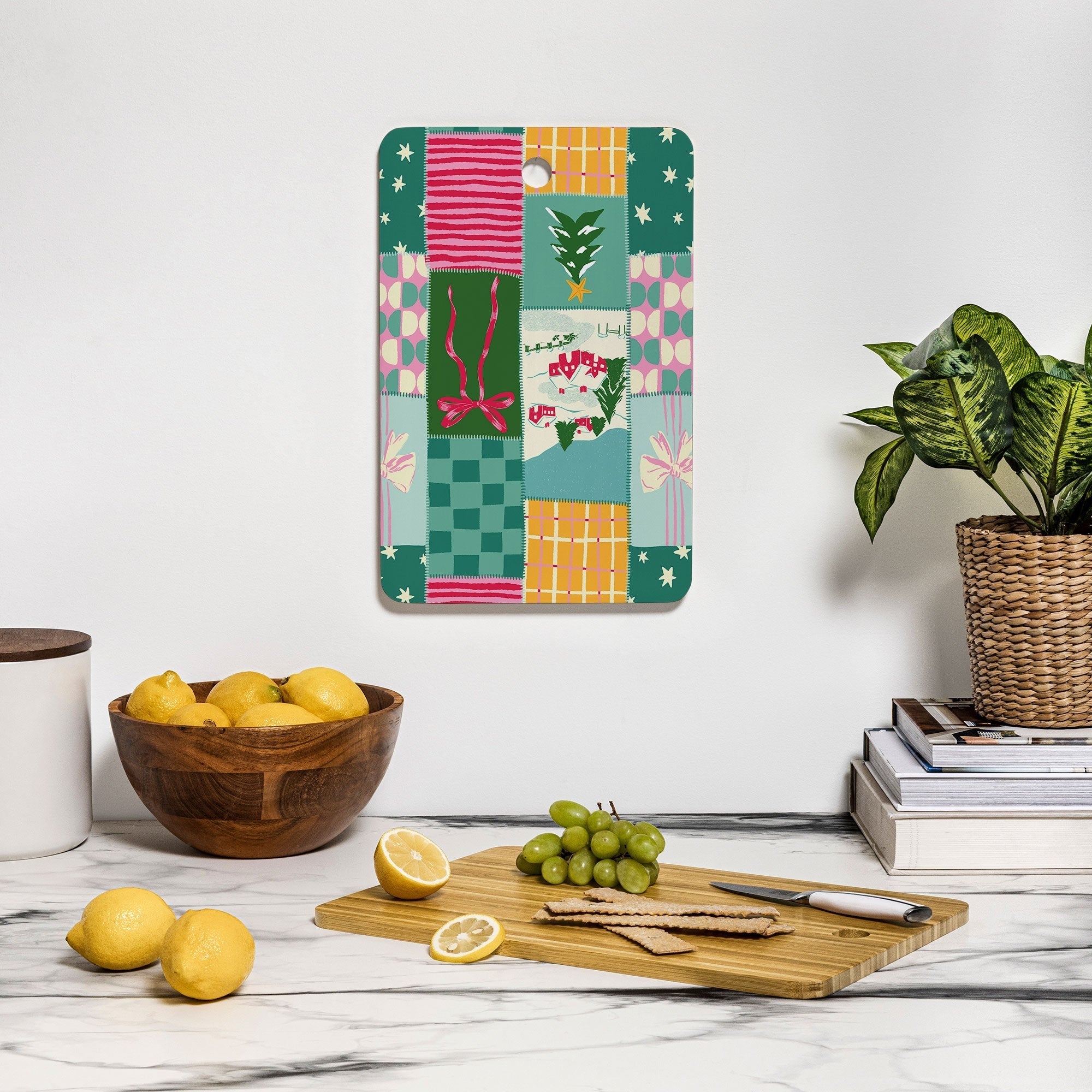 LouBruzzoni Cozy Christmas Patchwork Cutting Board Rectangle