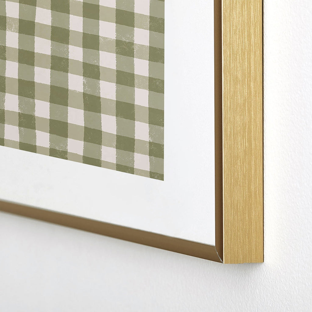 Menina Lisboa Rustic Green Plaid Metal Framed Art Print