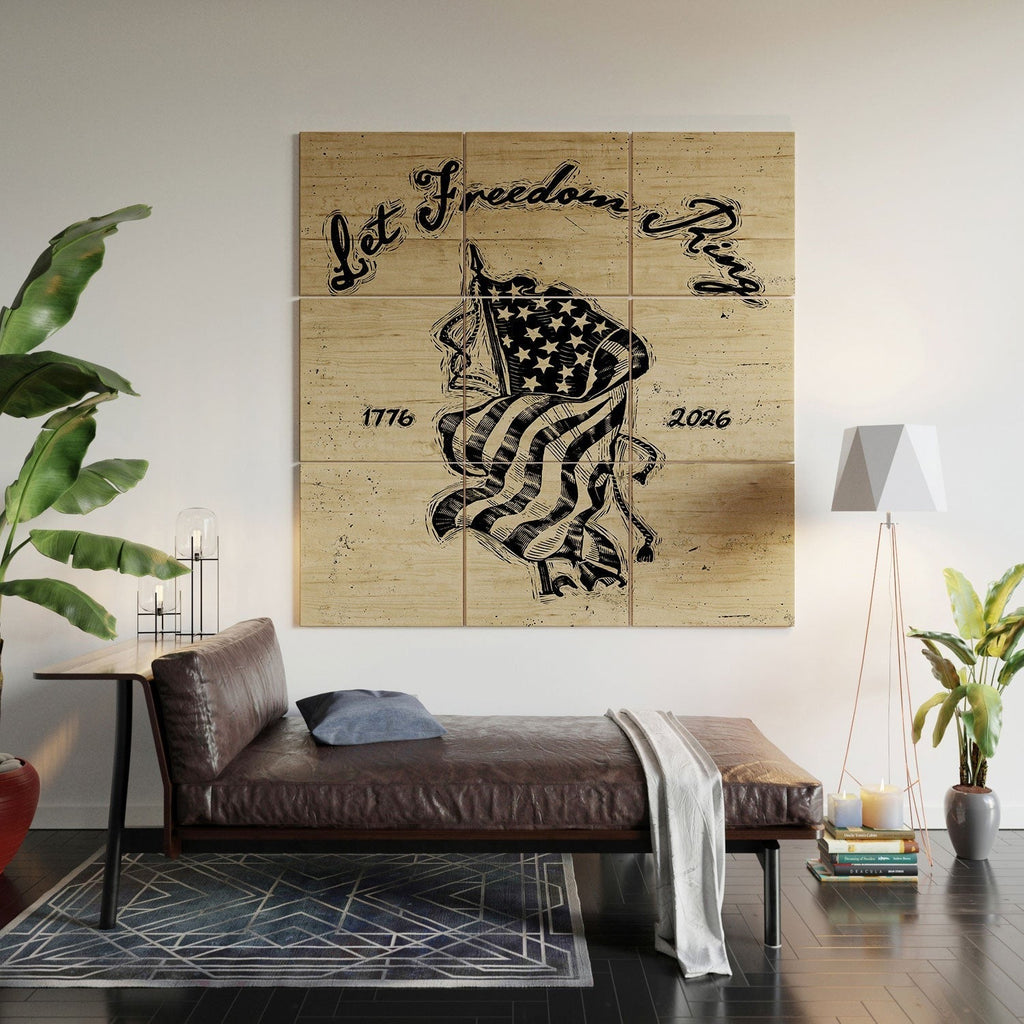 DENY Designs Let Freedom Ring Block Wood Wall Mural