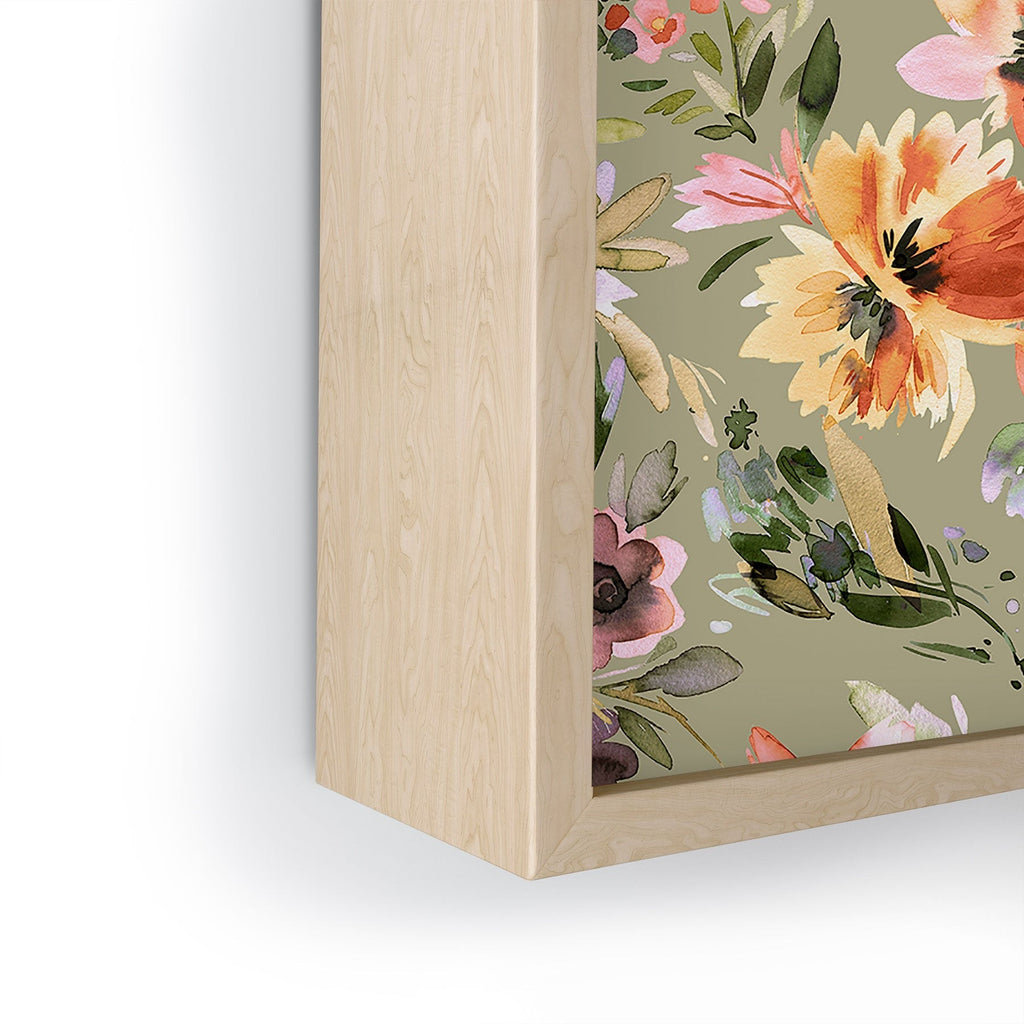 Ninola Design Botanic Retreat Painterly Tropical Flowers Sage Green Framed Mini Art Print