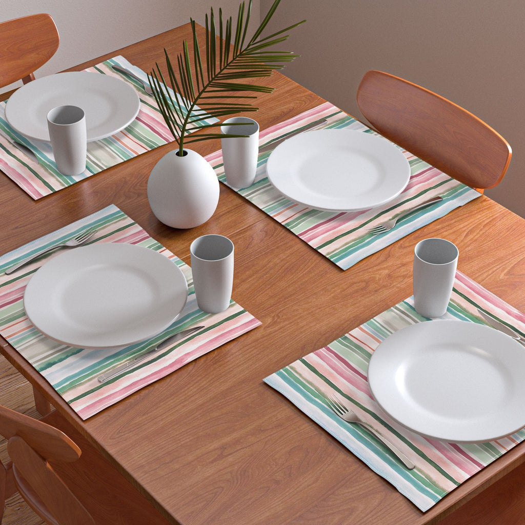 Ninola Design Botanic Retreat Watercolor Stripes Green Orange Red Placemat