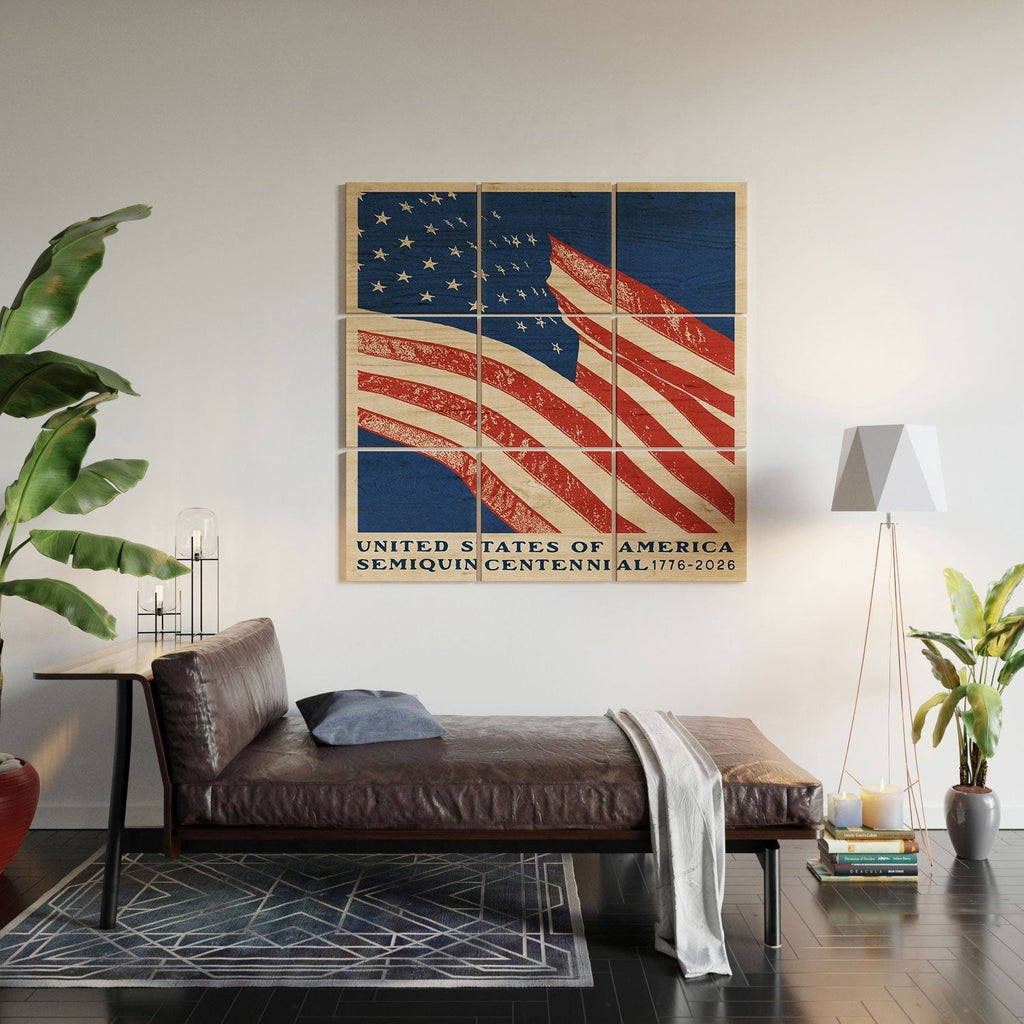 DENY Designs Stars n Stripes Semiquincentennial Wood Wall Mural