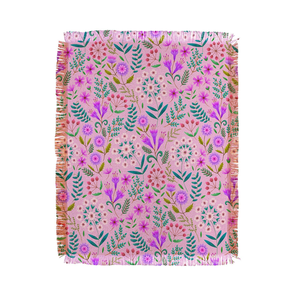 Pimlada Phuapradit Ditsy Purple Floral Half Drop Throw Blanket