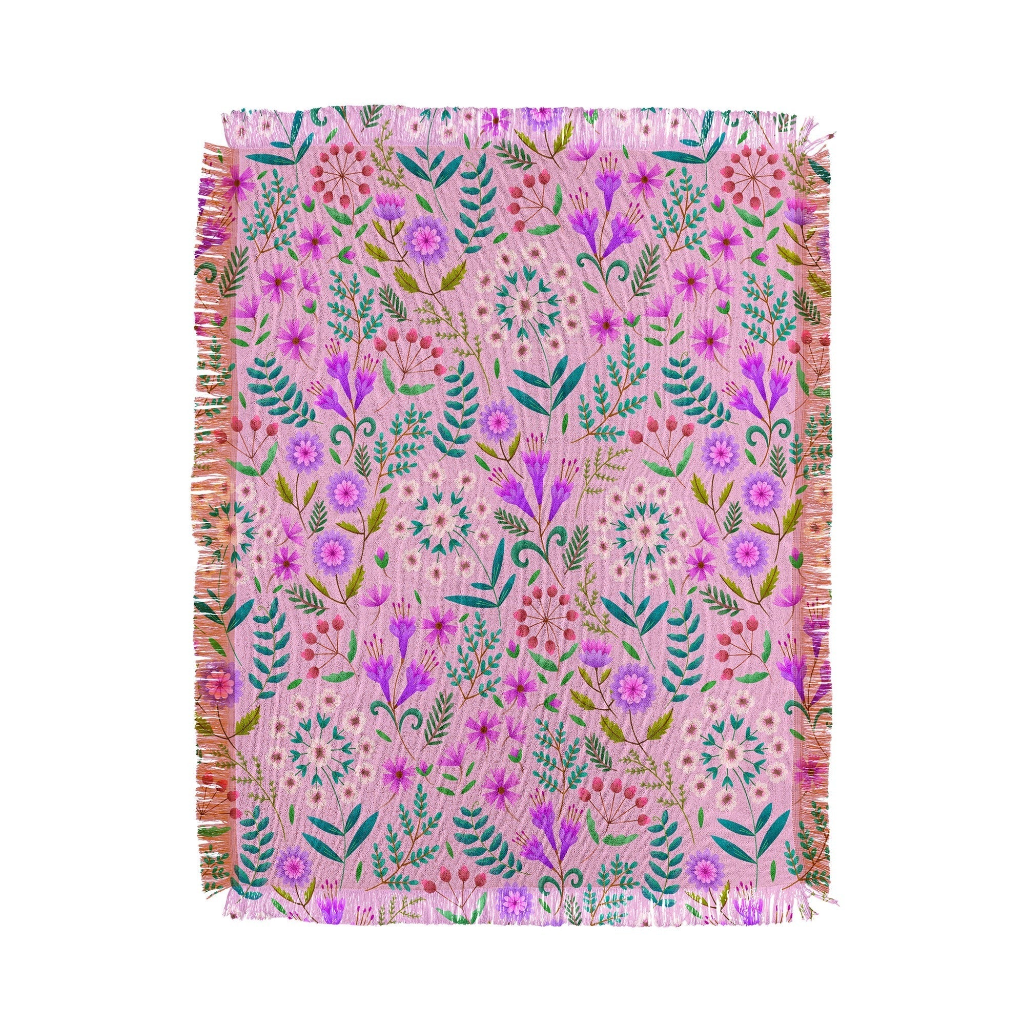 Pimlada Phuapradit Ditsy Purple Floral Half Drop Throw Blanket