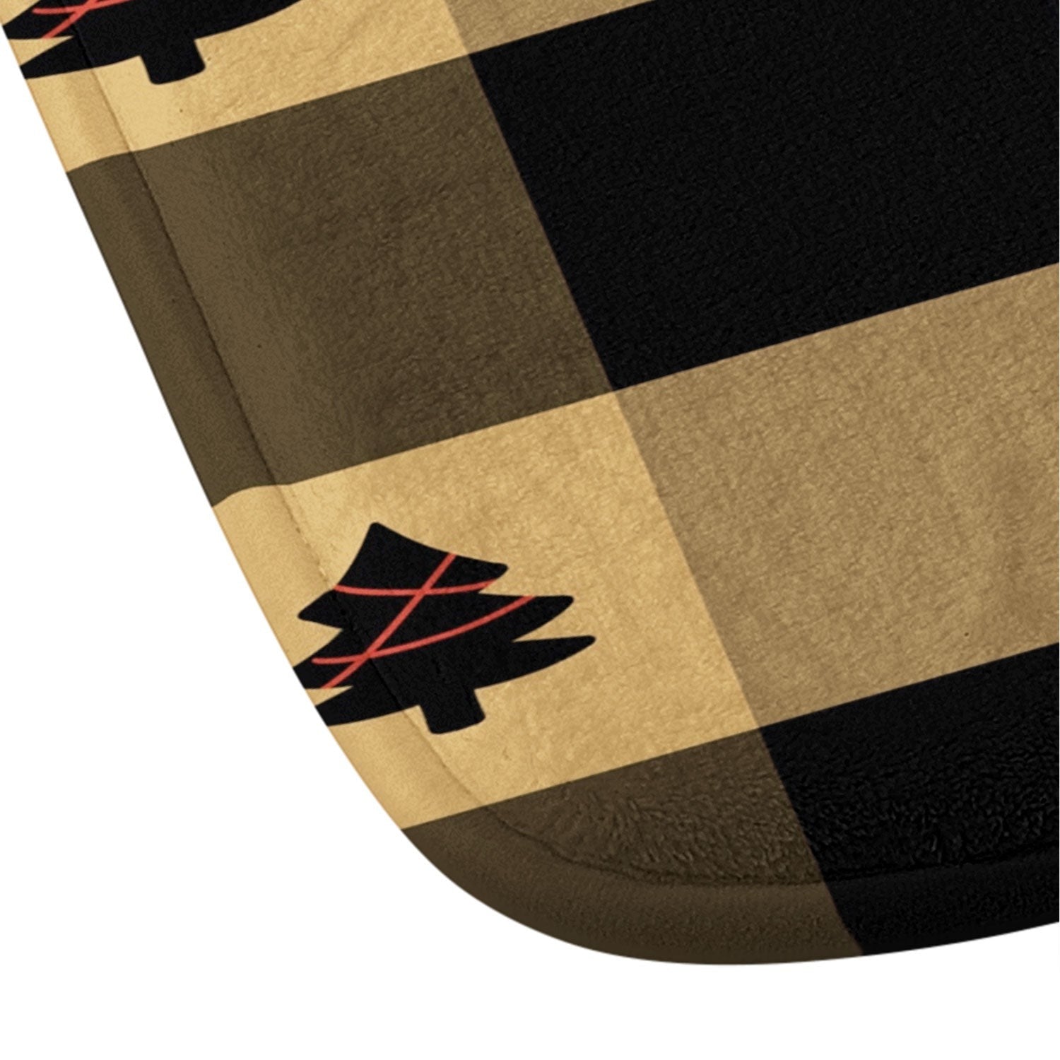 Design by Spark Black Gold Tree Tree Gingham Memory Foam Bath Mat