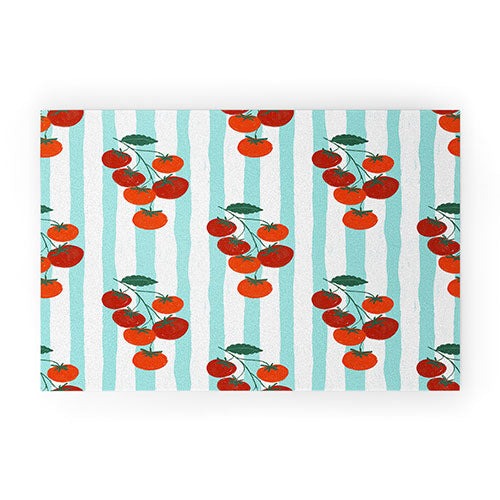 Design by Spark Zesty Tomatoes and Stripes Welcome Mat