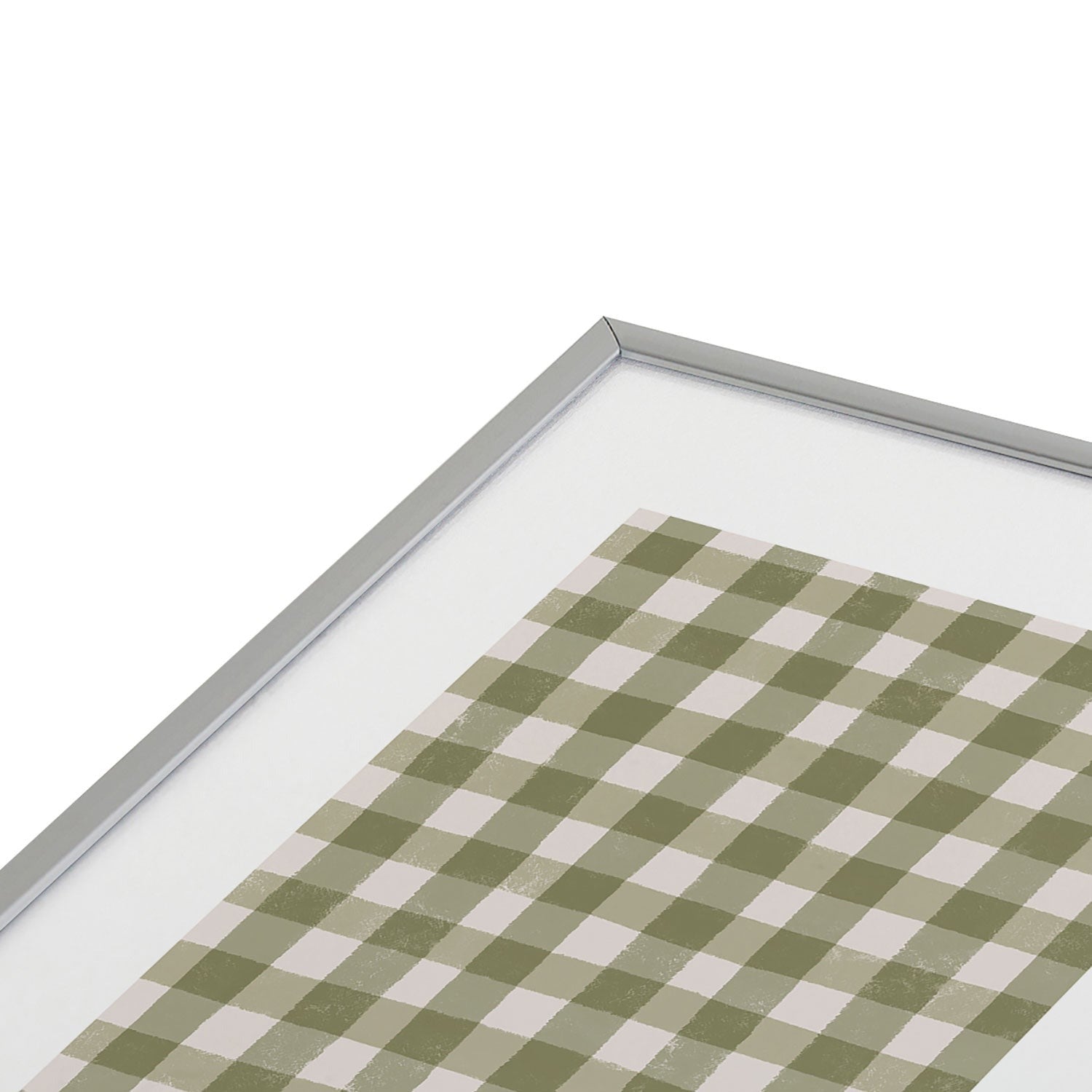 Menina Lisboa Rustic Green Plaid Metal Framed Art Print