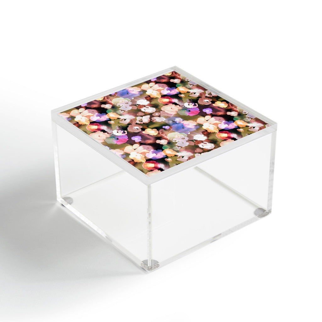 Ninola Design Botanic Retreat Ombre Abstract Watercolor Flowers Pink gold Acrylic Box