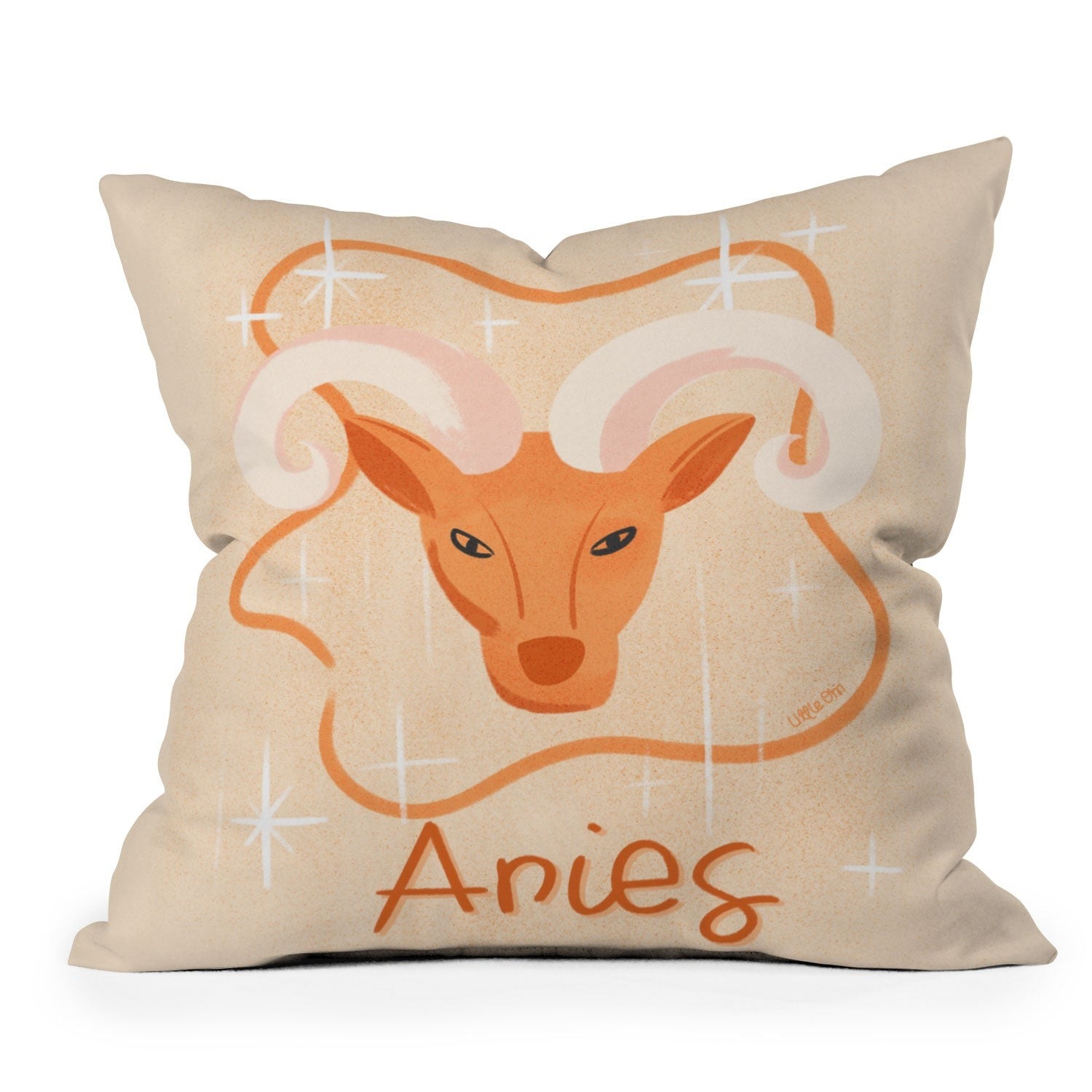 Little Om Zodiac Signs Aries Outdoor Throw Pillow