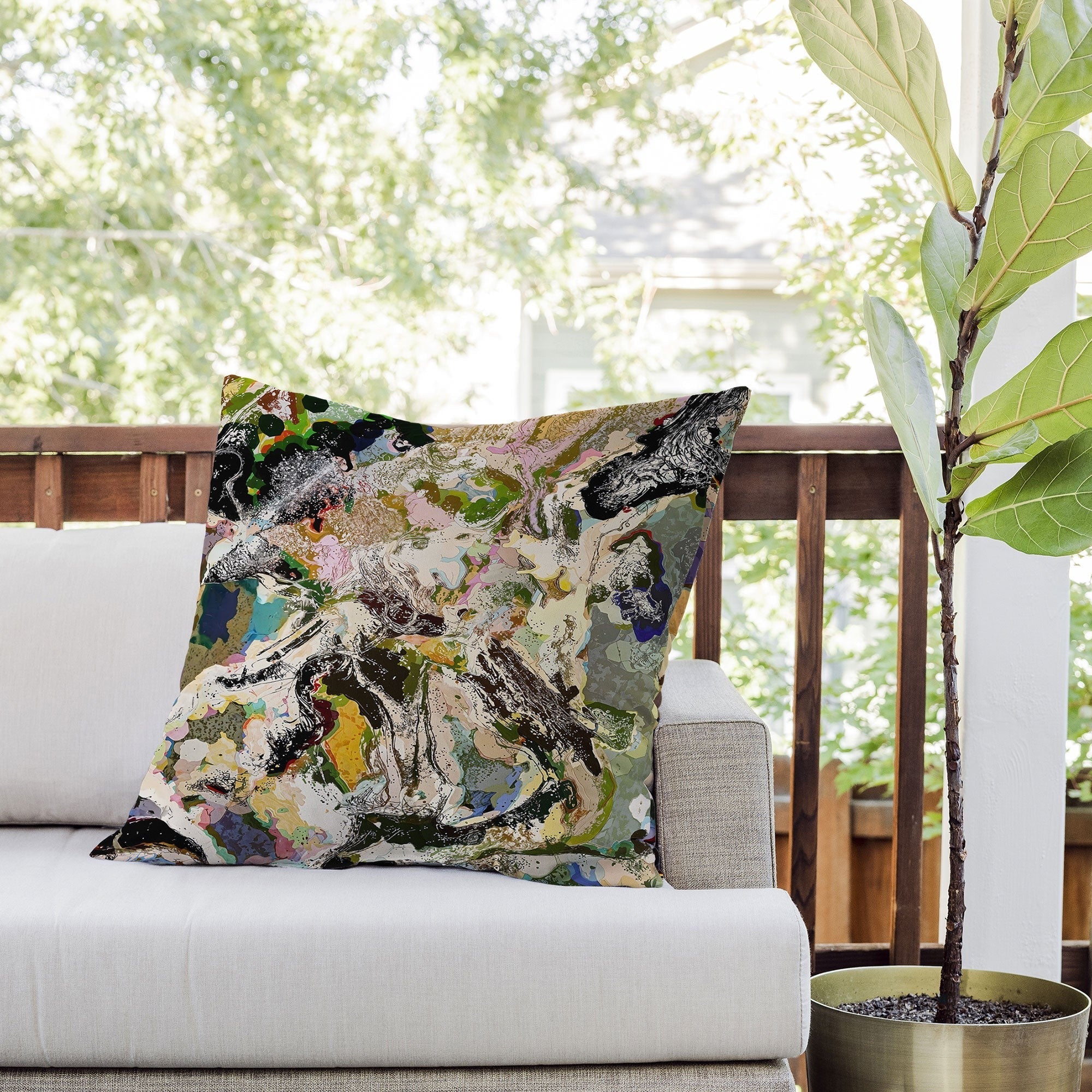83 Oranges Echoes Beneath the Surface Outdoor Throw Pillow