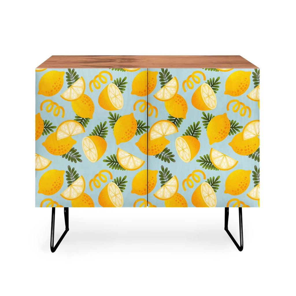 Jessica Molina Lemon Pattern on Sky Blue Credenza