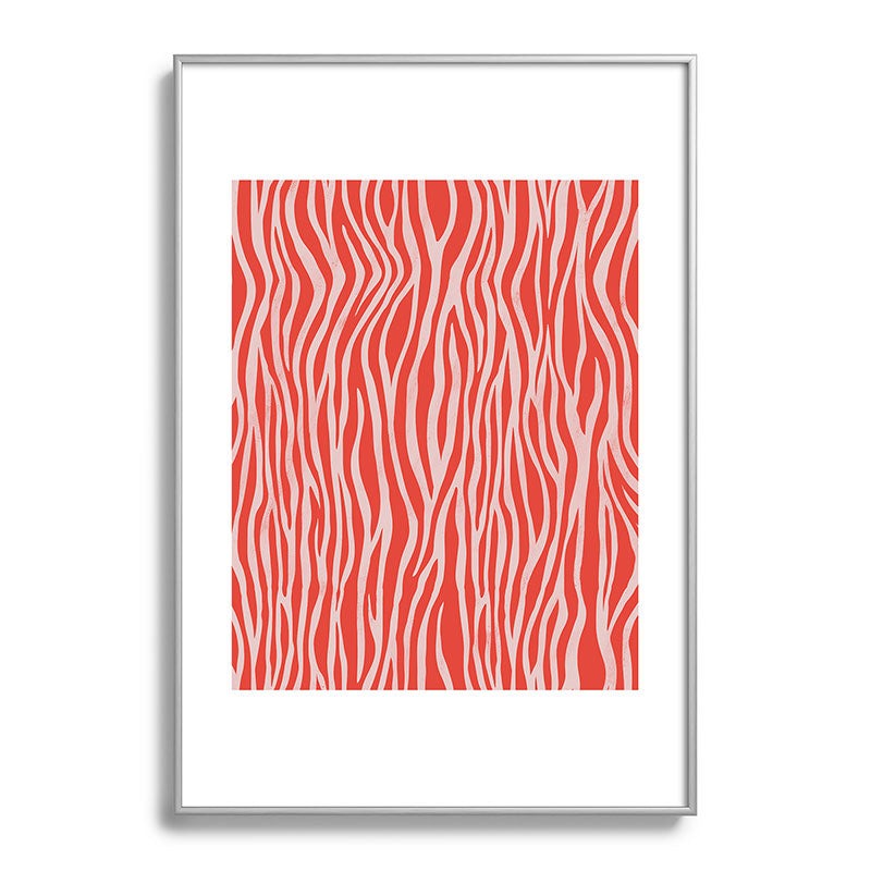 Avenie BR Red Zebra Stripe Metal Framed Art Print