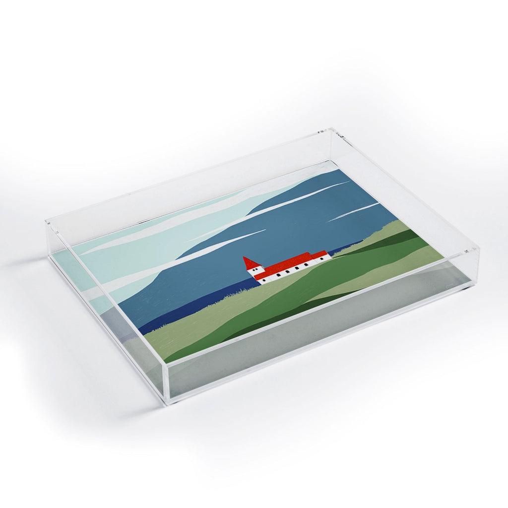 Valeria Frustaci Red roof in Iceland Acrylic Tray
