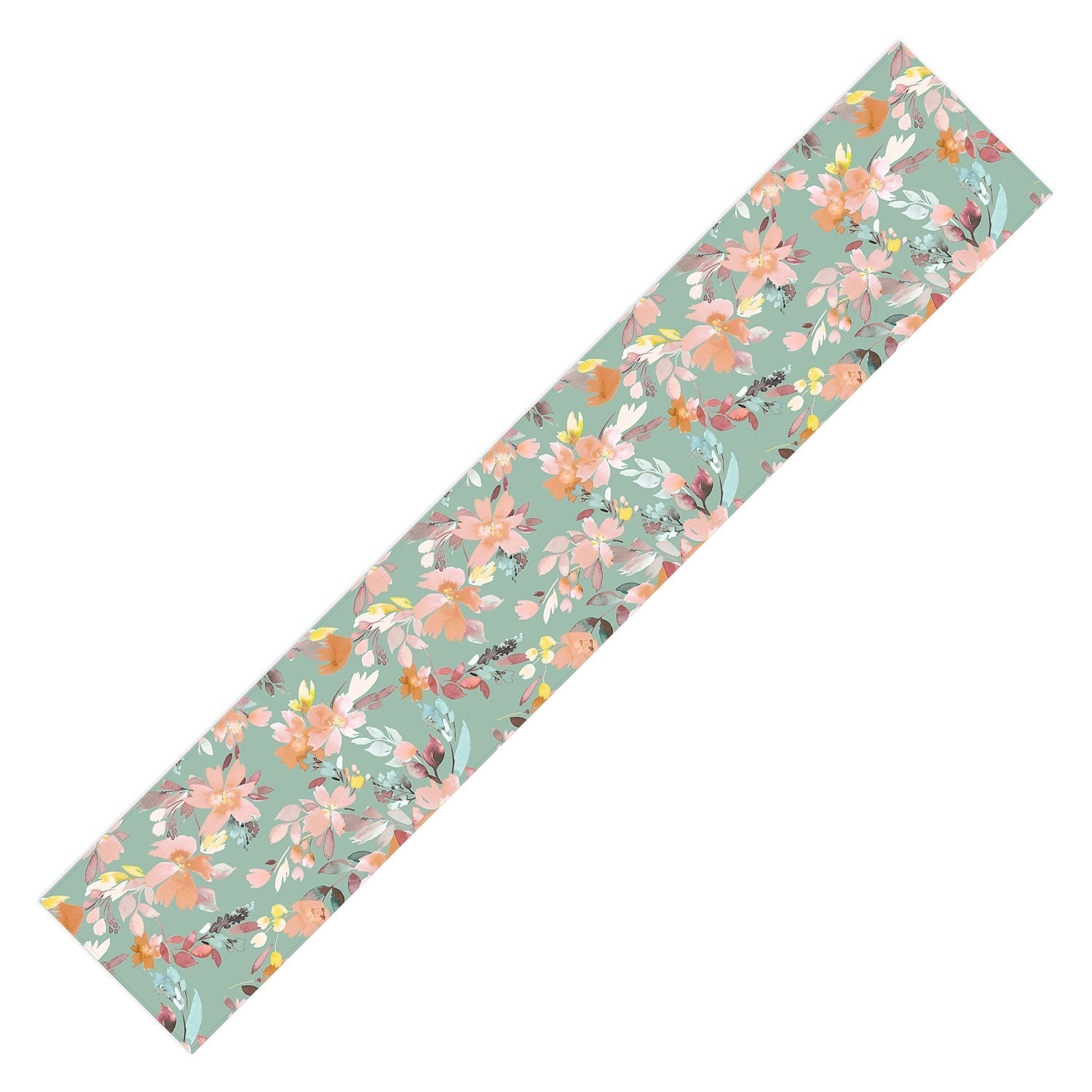 Ninola Design Botanic Retreat Floral Oleander Whimsical Teal Green Table Runner