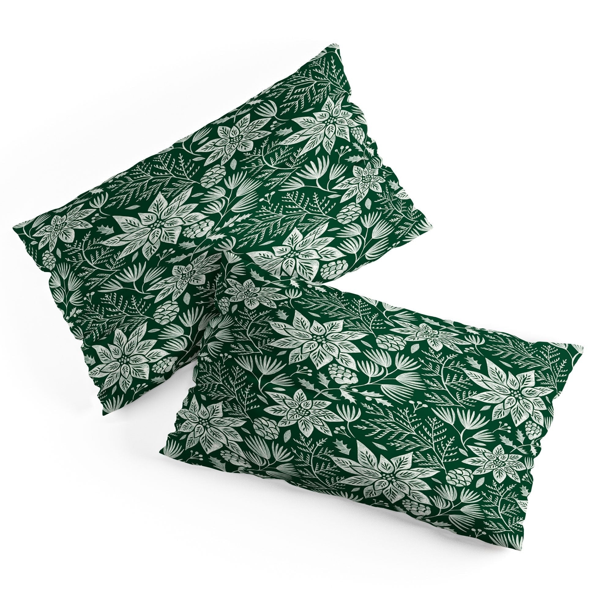 Pimlada Phuapradit Christmas Poinsettia Pillow Shams