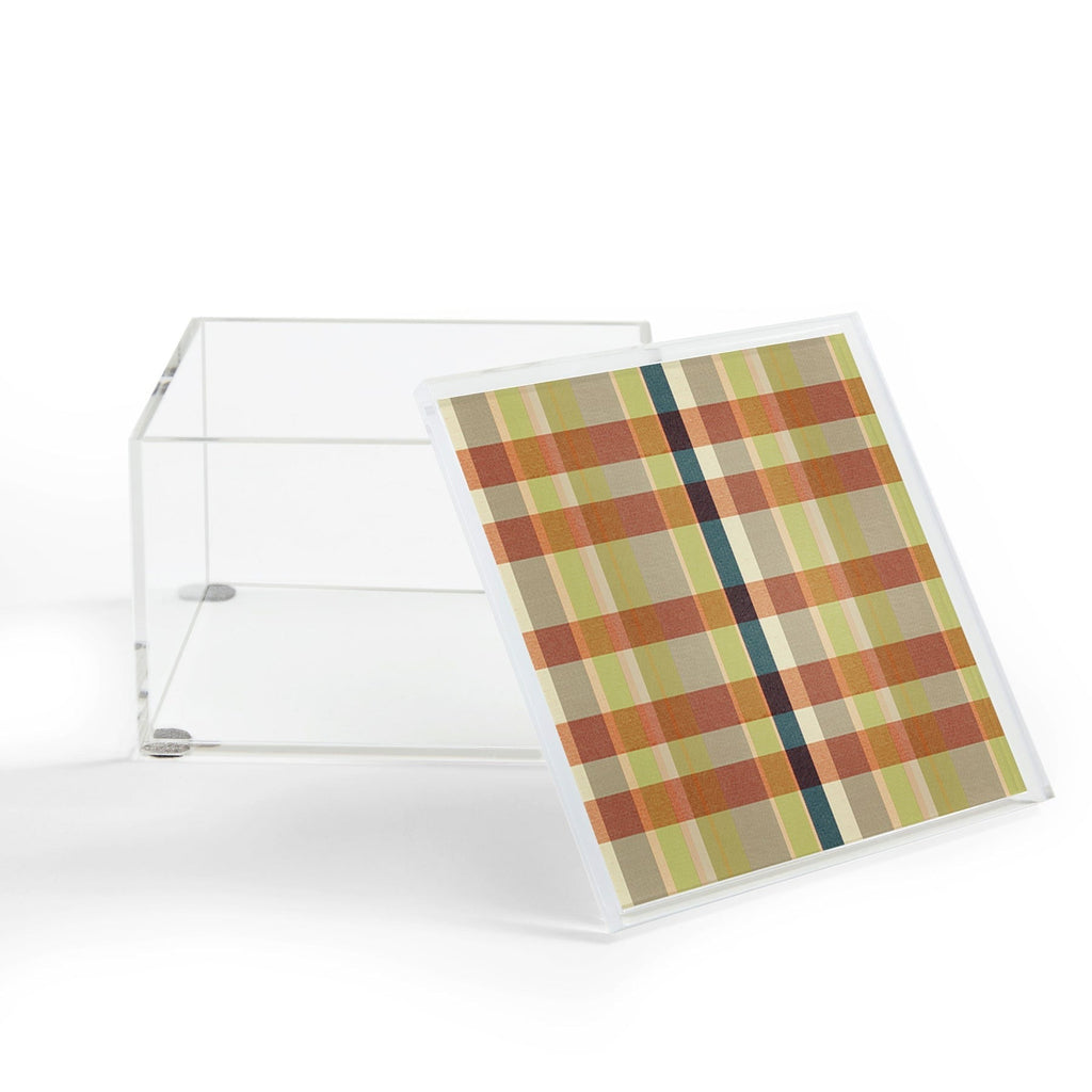 Marta Barragan Camarasa Retro Picnic Plaid Warm Tones Acrylic Box