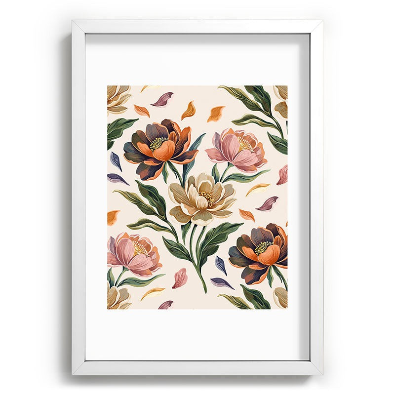 Marta Barragan Camarasa Hand Painted Peony Florals Recessed Framing Rectangle